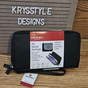 Mundi wristlet clutch, Sanitizer and power cord NWT